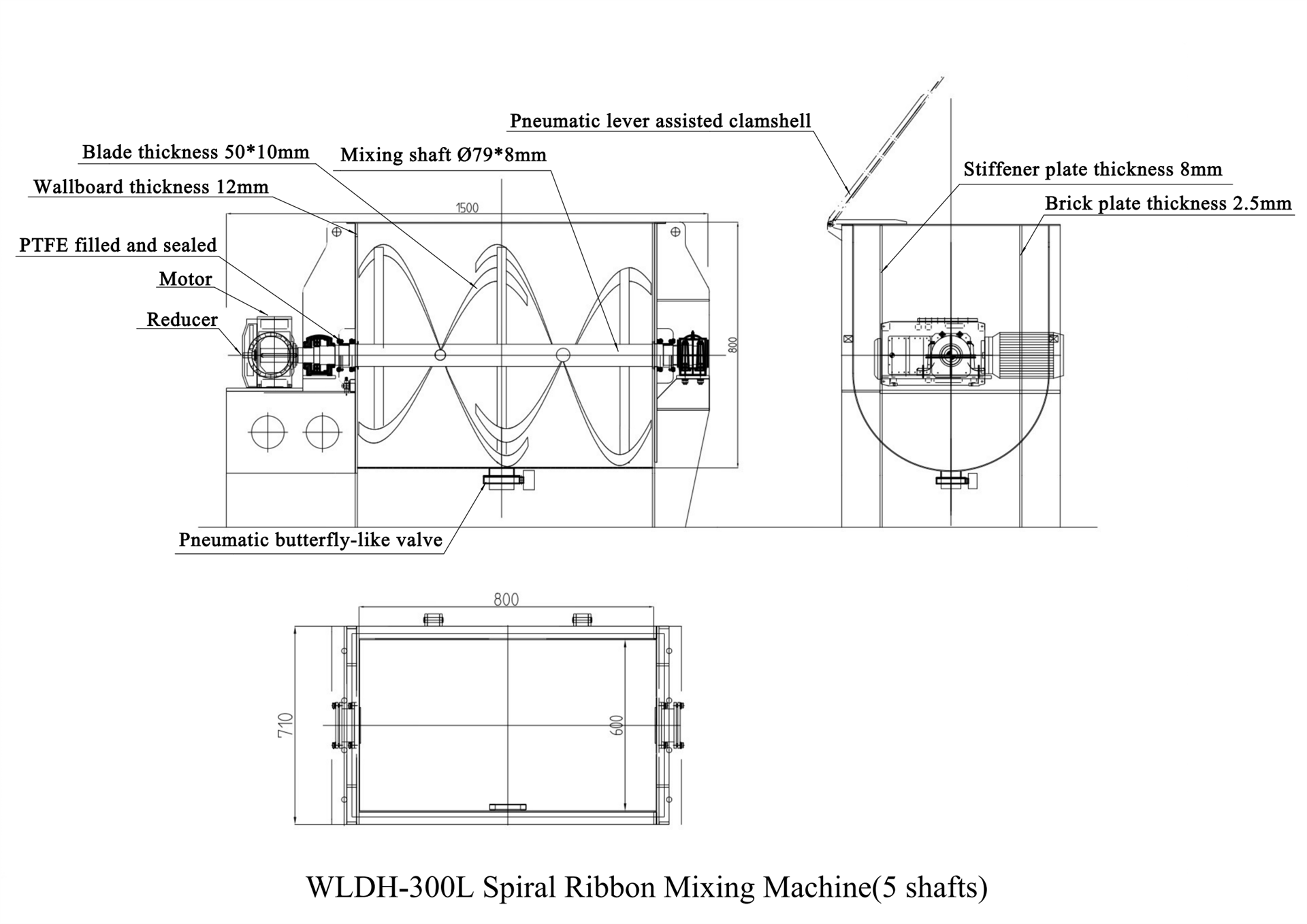 wldh 300l ribbon mixer design